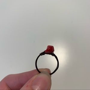 HANDMADE BRASS WIRE STONE RING 8mm